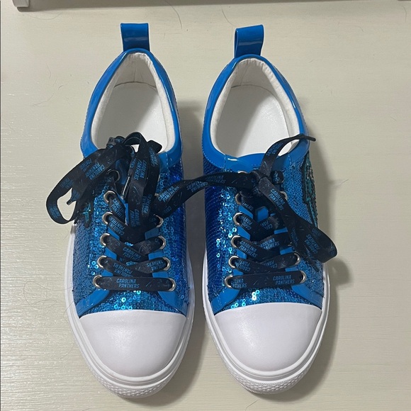Carolina Panthers Blue Sequin Sneakers - Picture 1 of 5